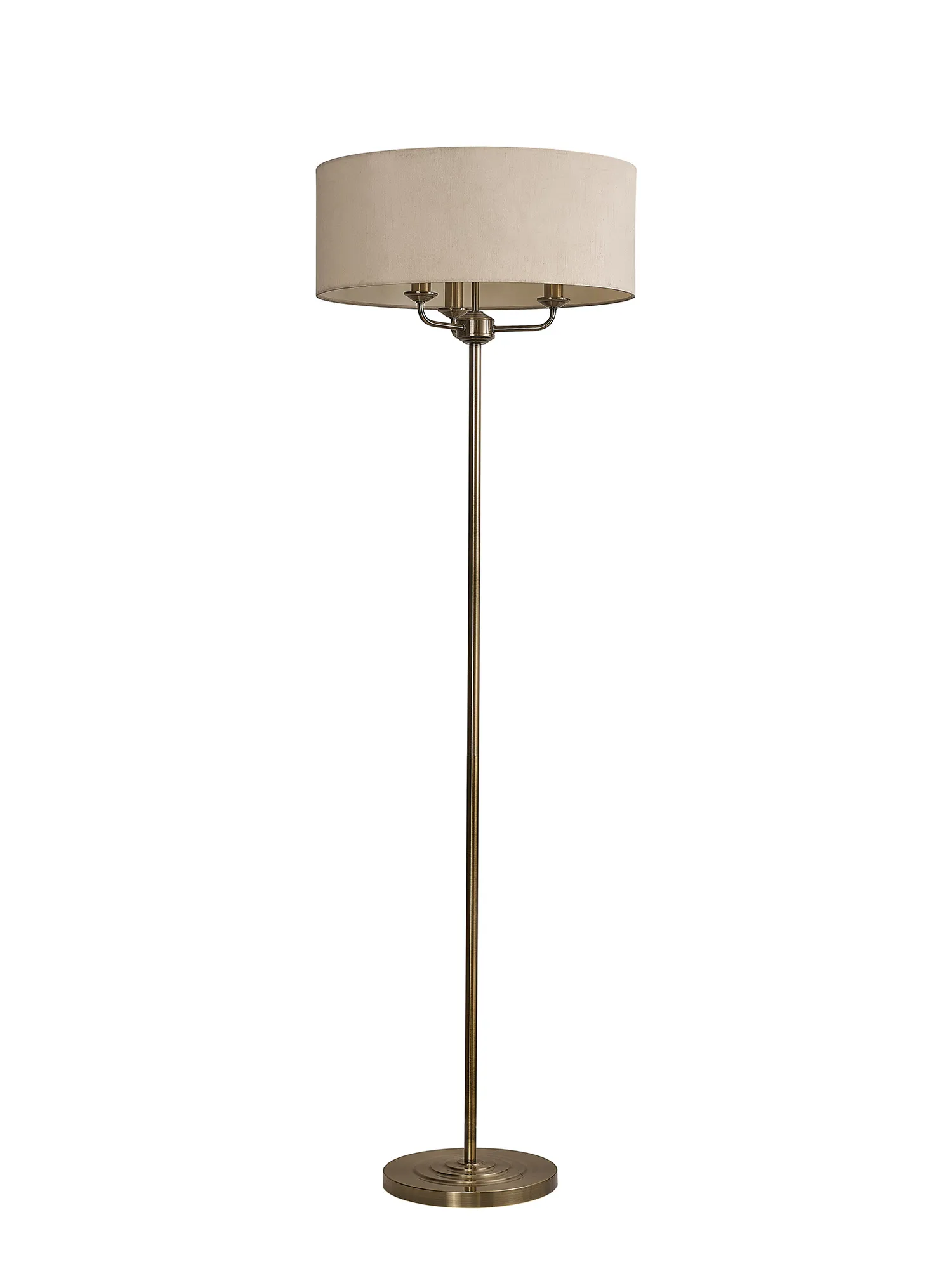 Banyan 45cm 3 Light Floor Lamp Antique Brass; Ivory Pearl DK0915  Deco Banyan AB IV